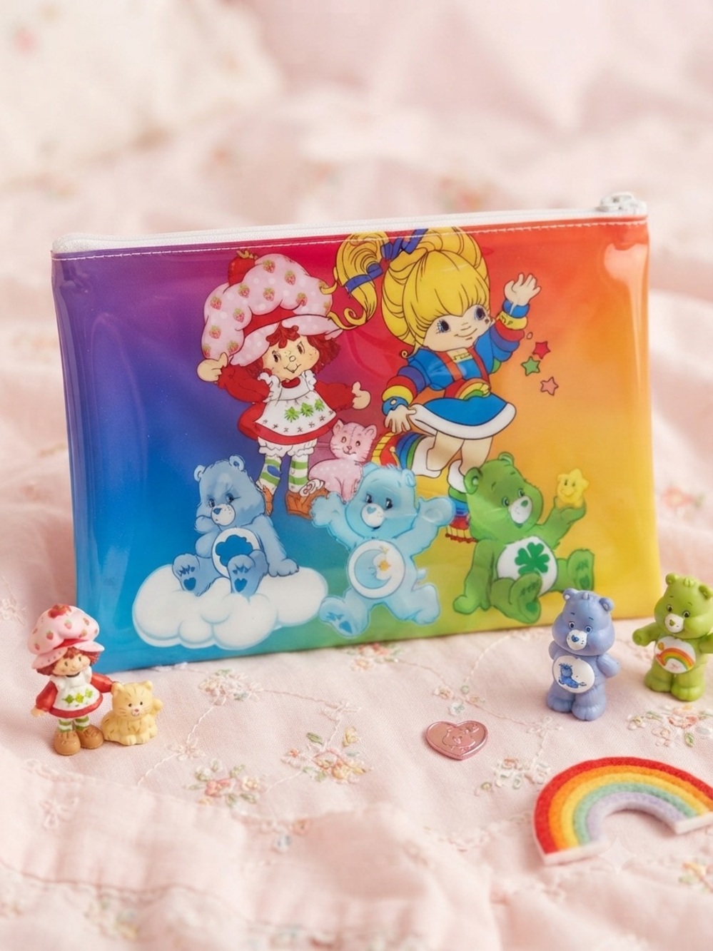 12”x8” Rainbow Care Bears Vinyl Pouch with Characters